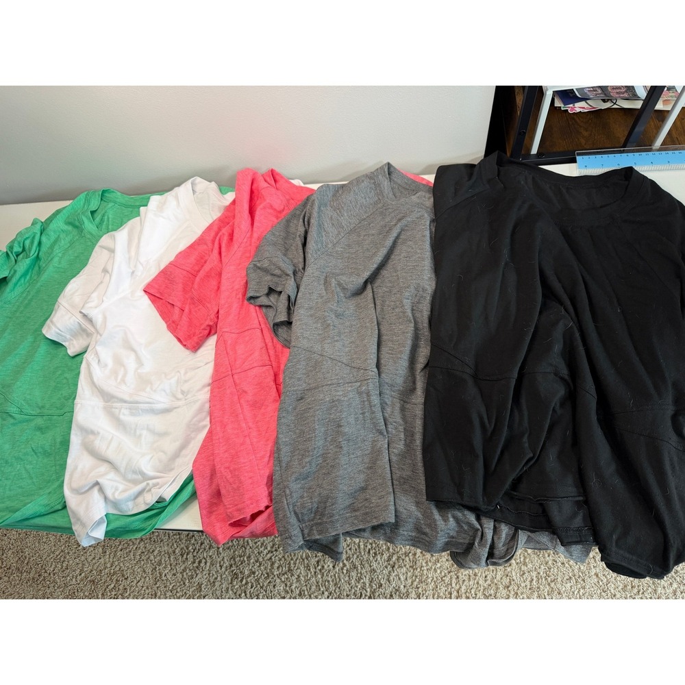 Lot 5 Womens Short Sleeve Raglan Knit Tops Green White Pink Grey Black